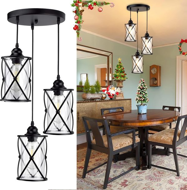 Dimmable Industrial Plug in Kitchen Pendant Light 3light