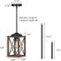 Farmhouse Pendant Light Metal Hanging Light Fixture with Wooden Grain Finish brown dimension