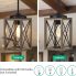 Farmhouse Pendant Light Metal Hanging Light Fixture with Wooden Grain Finish gray compatible