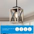 Farmhouse Pendant Light Metal Hanging Light Fixture with Wooden Grain Finish white compatible