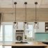 Farmhouse Pendant Light Metal Hanging Light Fixture with Wooden Grain Finish white place1