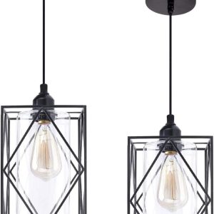 Farmhouse Pendant Light with Glass Shade