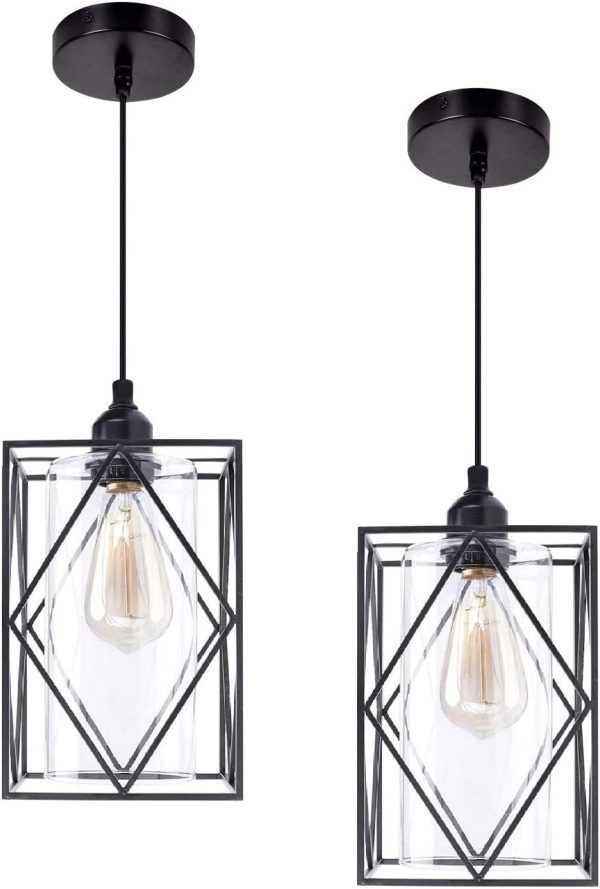 Farmhouse Pendant Light with Glass Shade