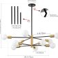 Height Adjustable Black and Gold Modern Chandelier Light Fixture dimension