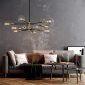 Height Adjustable Black and Gold Modern Chandelier Light Fixture living room