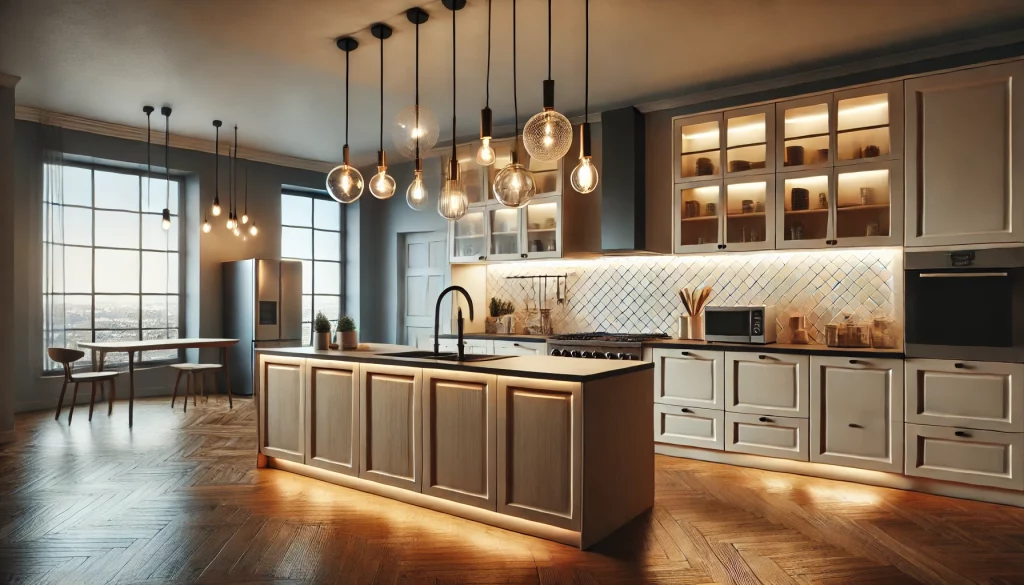 Kitchen With Combine Layer Lighting Ideas - 04